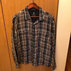 Kuhl Blue Plaid Button Up Sz XL